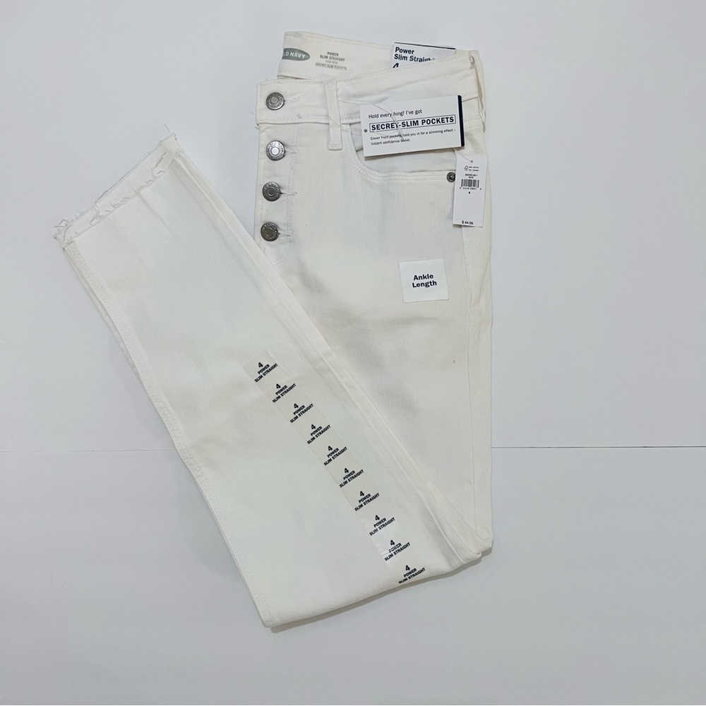 NWT Old Navy Power Slim Straight Button Fly High Rise Secret Slim Pockets Calla
